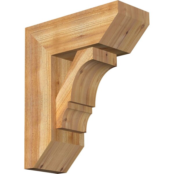 Ekena Millwork Balboa Slat Rough Sawn Bracket w/ Offset Brace, Western Red Cedar, 8"W x 20"D x 24"H BKT0806X20X24BOA06RWR - main